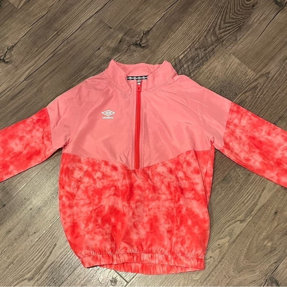 Umbro Girls Youth Half Zip Tye-Dye Pullover Windbreaker Jacket, Pink, Size Large
